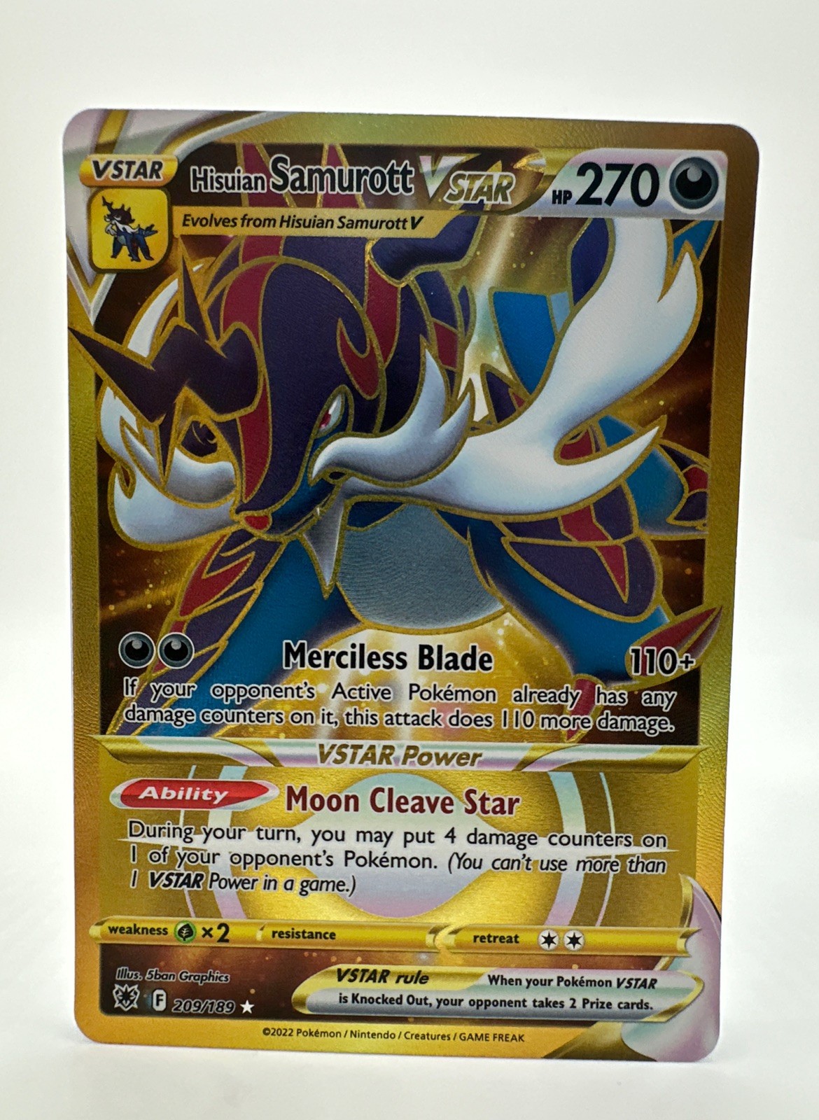HISUIAN SAMUROTT VSTAR 209/189 SECRET RARE ASTRAL RADIANCE POKEMON NEAR MINT