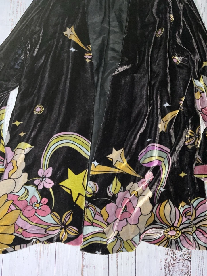 ABRIGO KIMONO LARGO BORDADO NEGRO JOHNNY WAS TALLA XL (189) Foto 4 de 4
