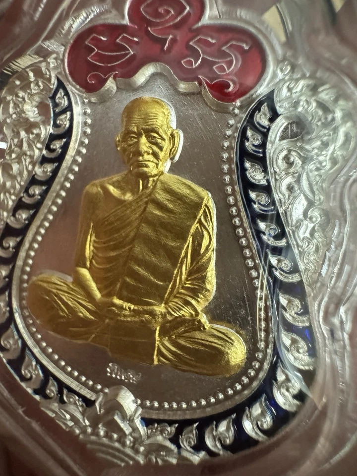 Amuleto tailandés Lp Mee Jittisaro plata/oro #S122 Foto 3 de 4