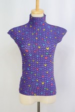 Authentic ISSEY MIYAKE me Purple Pleats High Neck Sleeveless Top 050 4369