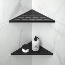 Corner Shower Shelf 10" Matte Black 304 Stainless Steel Slot Design Recessed Cor
