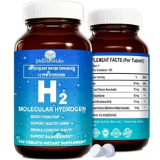 Hydrogen Water Tablets, 12PPM H2 Molecular Tablets for Drinking Water w. Magnesi
