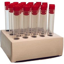 16x125mm Plastic Test Tube Set with Caps and Rack, Polypropylene, Natural Tub...