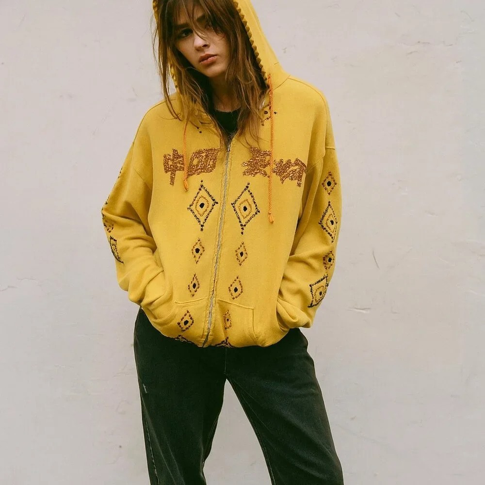 Rare The Great China Wall Hoodie 90s Y2K Embroidered Studded Full