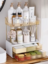 4 Tiers Bathroom Organizers and Storage Countertop with 2 Drawers, Multi-Purp...