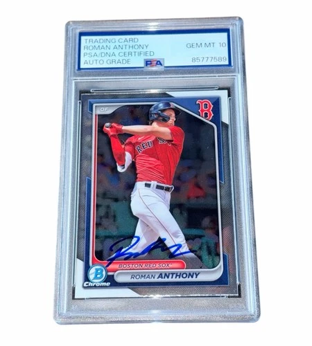 Roman Anthony Signed Bowman Chrome Card Boston Red Sox Auto PSA 10
