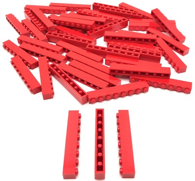 Lego 50 New Red Bricks 1 x 8 Stud Building Blocks Pieces Parts