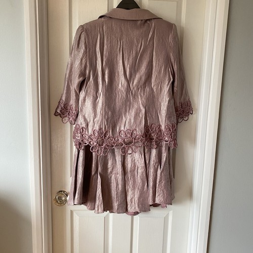 Gina Bacconi 3 Piece Suit Heather Pink 12 MIDI Skirt Jacket Cami Mother of Bride - Picture 17 of 19