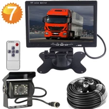 7" Monitor RV Truck Trailer 4Pin IR Rear View Reverse Camera Kit Night Vision