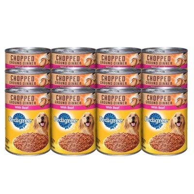 Pedigree Meaty Ground Dinner With Chopped Beef Canned Dog Food 13.2 oz (24 Pack)