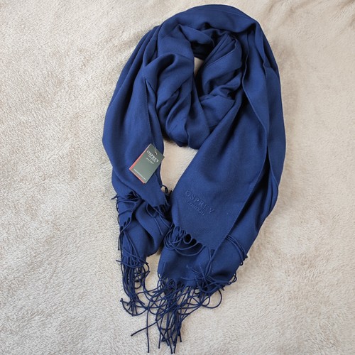 Osprey NWTS Womens Navy Blue Scarf Made In Italy Tassel Ends Size L73" x W32.5" - Picture 2 of 9