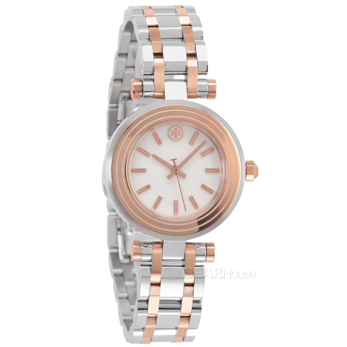 TORY BURCH 長方形時計 ホワイト/ブラウン 限定お買い得商品 TORY BURCH 長方形時計 ホワイト/ブラウン
