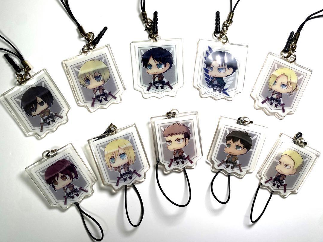 Attack On Titan Keychain Strap Initial Levi Ellen Mikasa Alumin