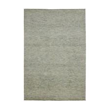 6'x9' Polar Bear White Modern Grass Design Hand Knotted Wool Oriental Rug R76025