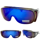 OVERSIZED WRAP AROUND DRIVING SAFETY SUN GLASSES Fit Over RX Eye Glass Blue Lens