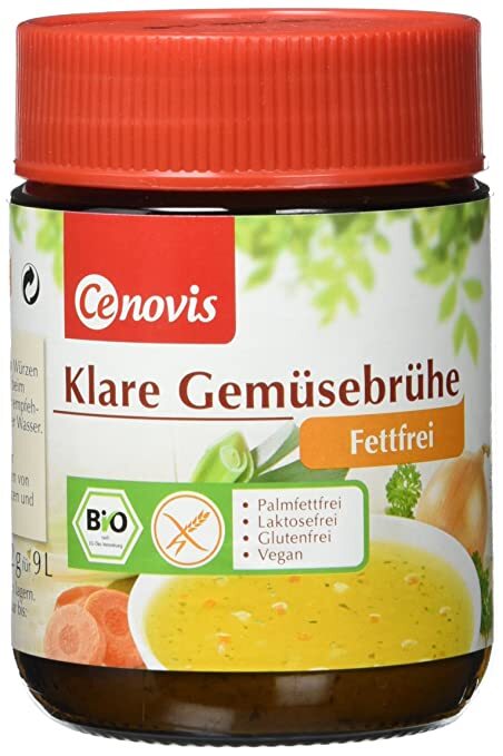 Cenovis Bio Gemüsebrühe fettfrei, vegan und glutenfrei, (3x162g) Brühe im Glas