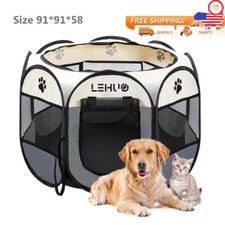 Dog Playpen Foldable Portable Pet Puppy Kennel Fence Exercise Cage Large Crate