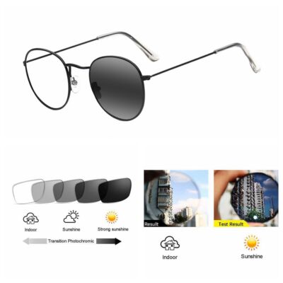 Men Women Round UV Resistant Metal Transition Photochromic Reading Glass +1.0~+6