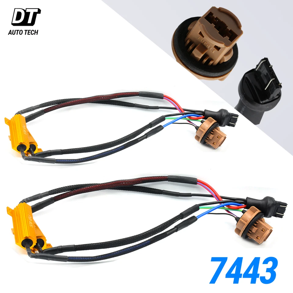 7443 LED Rear Turn Signal Load Resistor Adapter Anti Hyper Flash Error Canceler - Image 2 of 4