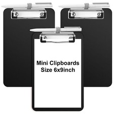 3 Pack Mini Clipboards with Pen Holder A5 6x9 in Black Office School Cafe