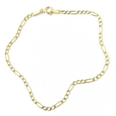 Figaro-Armband 9 kt Gold massiv dünn 7,5 Zoll UK punziert 1,8 mm breit