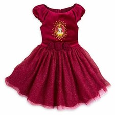 Disney Store Girls Beauty and the Beast Belle Holiday Party Dress Sz 4T 5/6