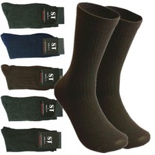 3-12 Pairs Mens Cotton Mid Calf Ribbed Classic Crew Work Dress Socks Size 10-13