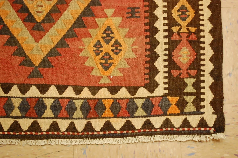 c1920s ANTIQUE VERY FINE WOVEN RARE SIZE CAUCASIAN KILIM FLAT WOVEN RUG 3.9x14.5 - Image 2 of 4
