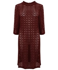 New Women's Ladies Burgundy A Line Lace panel Midi Casual Party Evening Dress