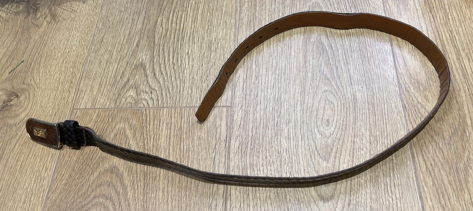 Pierre Cardin Vintage Brown Snakeskin Leather Belt, 32" Waist, needs gluing! 7