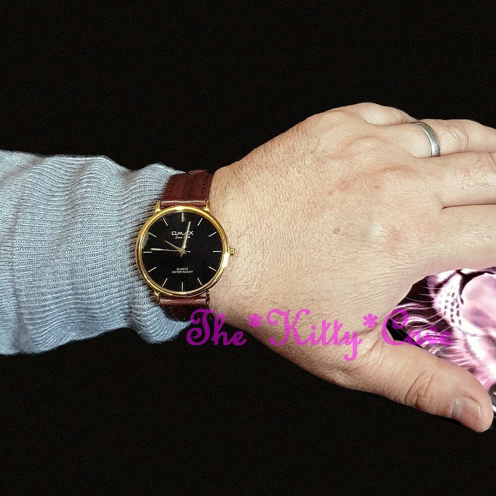 OMAX Classic, Seiko Movt, Brown Leather, Thin Black & Gold Dress