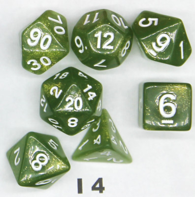 RPG Würfel Set I4 -grün -7 Würfel im Set -ideal auch für die Würfelsammlung