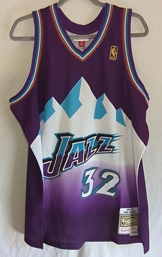 Maillot Dédicacé Karl Malone Utah Jazz - Violet, Taille XL, M&N Swingman - Pièce Collector