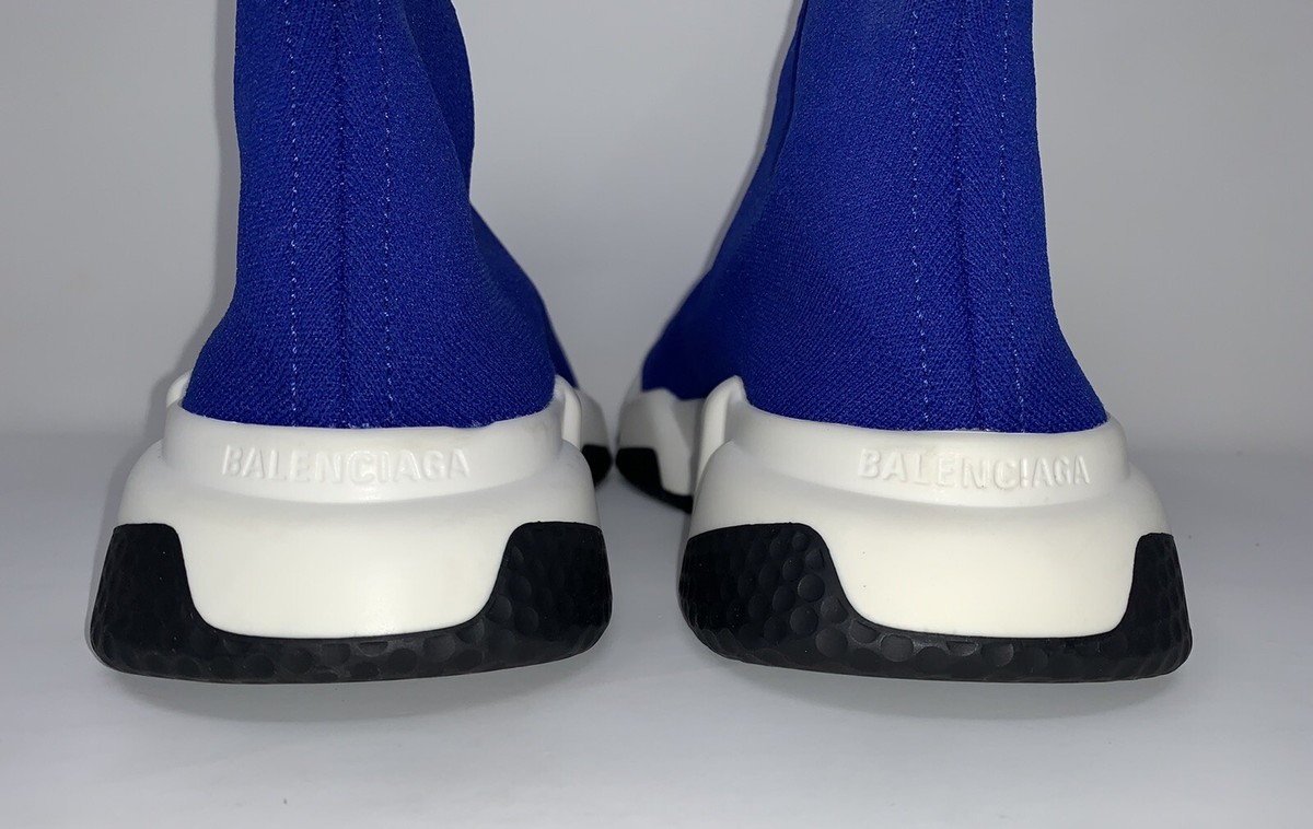BALENCIAGA Neoprene Knit Womens Speed Sneakers 36 Bleu Saphir New