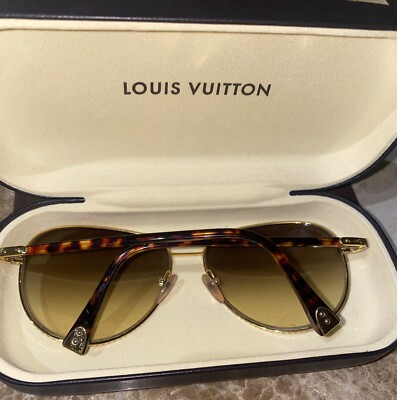 LOUIS VUITTON SUNGLASSES EYEWEAR TORTOISESHELL MONOGRAM LENS GOLD