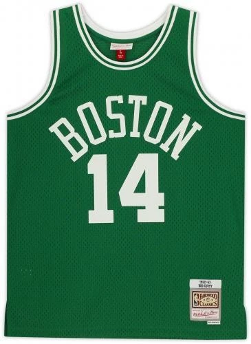 Camiseta deportiva Mitchell & Ness verde Swingman firmada por Bob Cousy Celtics "HOF 71" Ins FRMD Foto 3 de 4