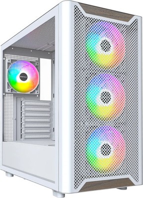 Montech XR Wood PC-Gehäuse, Midi-Tower, ATX, ARGB, Tempered Glass - weiß