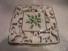Lenox Holiday square pierced trivet near-mint condition ~ low fast shipping!