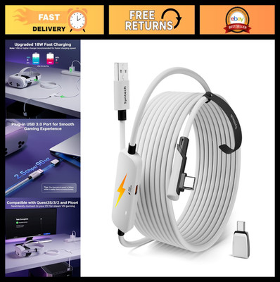 16FT VR Link Cable with Charging for Oculus Quest 2/Pro, Pico 4, SteamVR - USB 3