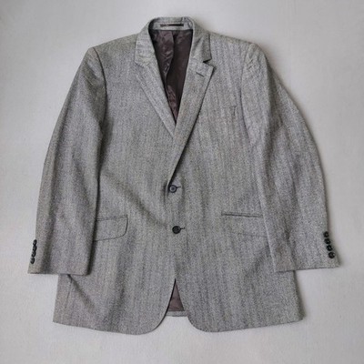 Jeager Wolle Kaschmir Anzug Blazer Sakko Herren 44R Grau 2 Knopf Formell Smart Top