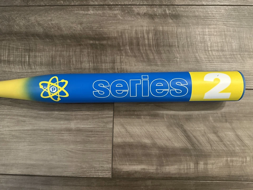 Bate de softbol lanzamiento lento EL USSSA Proton Series 2 25 oz azul atómico/amarillo .5 oz Foto 4 de 4