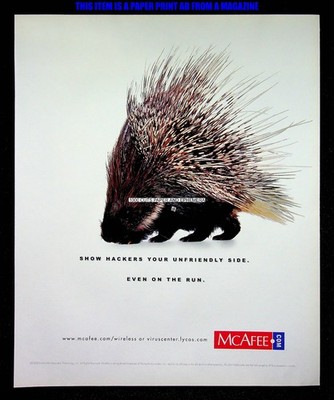 McAfee Antivirus PC Computer Security 2001 Porcupine  Print Magazine Ad Poster
