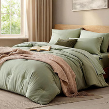 Queen Comforter Set-7 Pieces Soft Prewashed Bed in a Bag Queen Bedding Sets Al