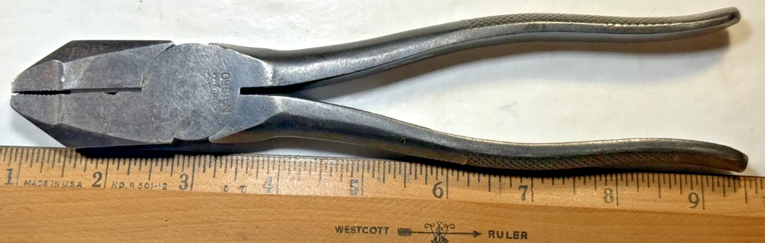 Vintage UTICA No 1950 Linemans Pliers 1920s 3 Diamond Logo