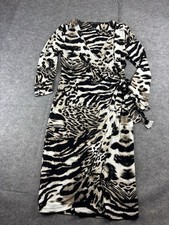 INC Womens M Cheetah Print Surplice Mini Dress Mob House Wife Y2K Sexy Club 00s