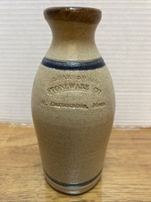 Vintage Cedar Swamp Stoneware Co W Barnstable MA Blob Top Bottle Cobalt Stripes