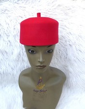 Black Red Chieftaincy Ozo African Traditional Cap  Igbo Hat Fez Style Wool Cap