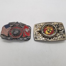 US Marine Corps USMC Military US Made Genuine Belt Buckles 2 pcs