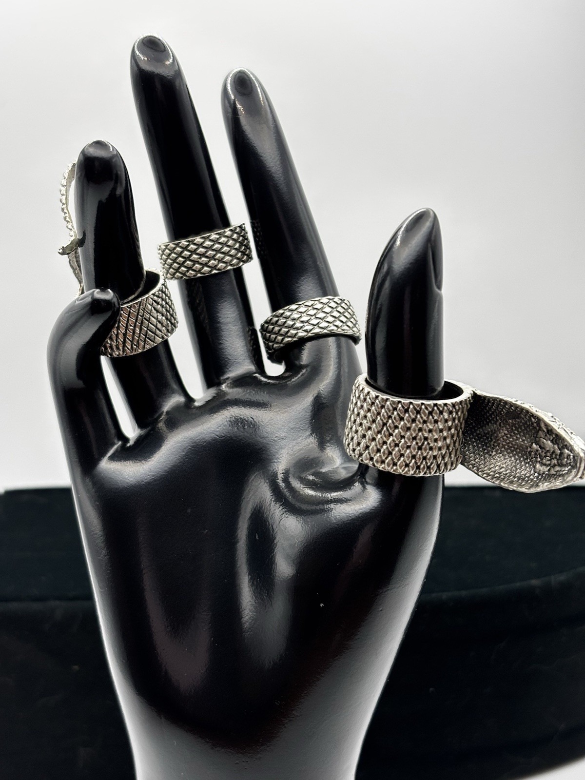 4 Piece Silver Snake Ring Set Stackable Boho Serp… - image 4