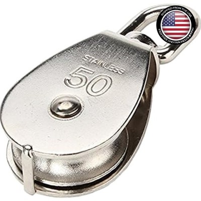 Single Block Swivel Rigging Wheel - 50mm Stainless Steel, Max 400kg Load
